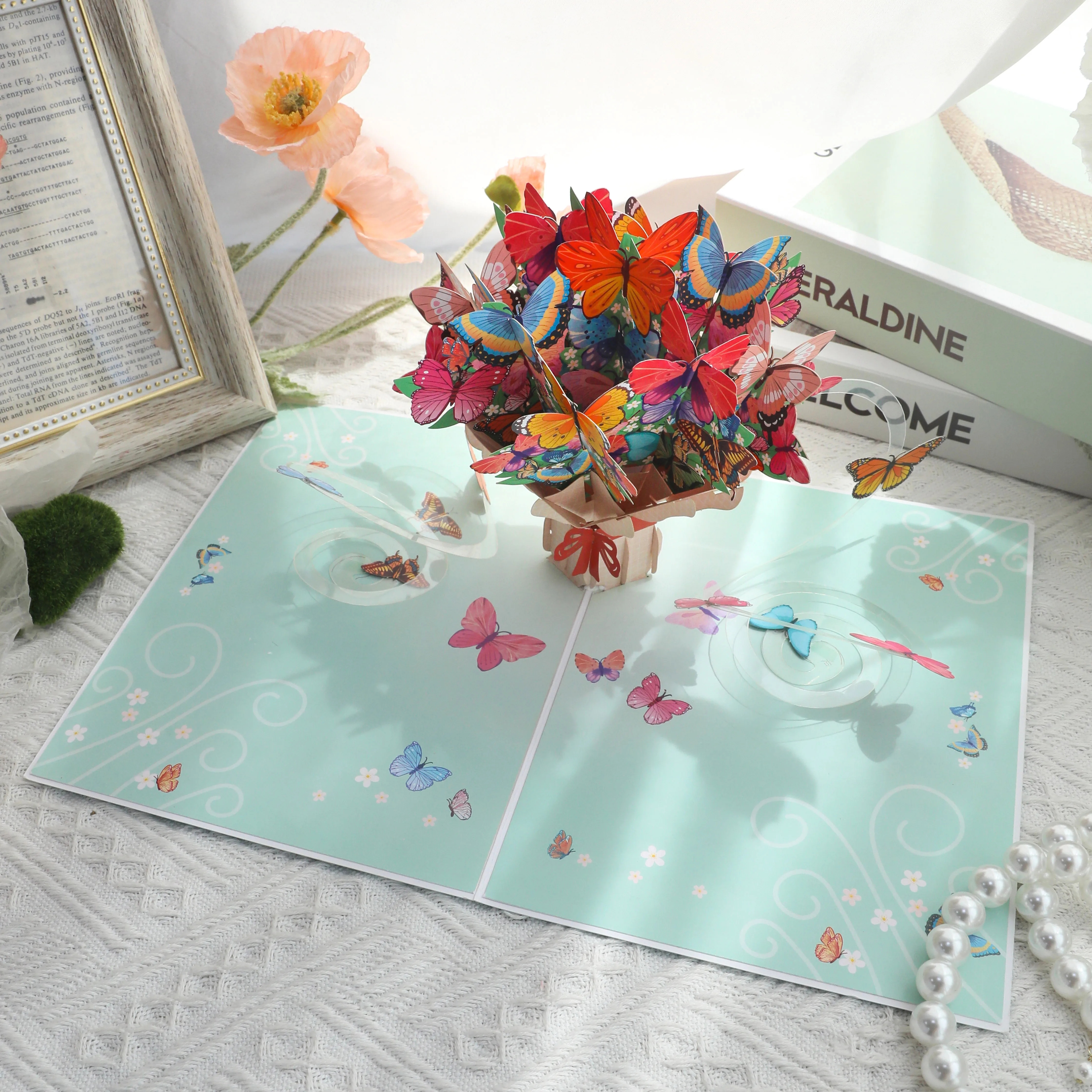 3D Butterfly Bouquet Pop Up Greeting Cards With Multi-Tiered Layered Design