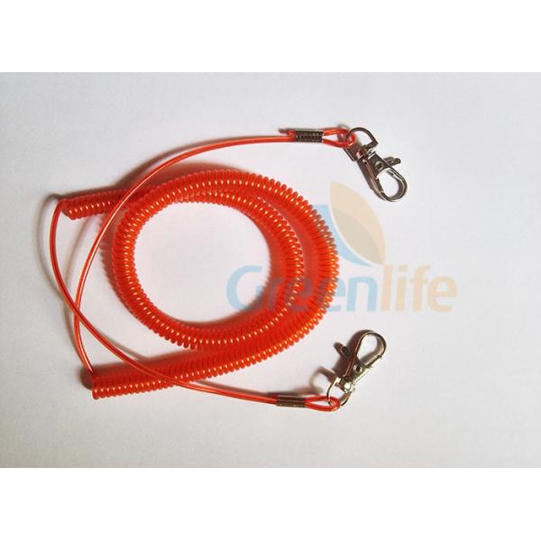 Promotional Spiral Retractable Fishing Lanyard , Red Coiled Security Tethers