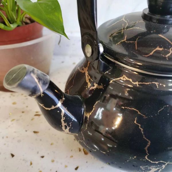 Carbon Steel Arabic Teapot Set Enamel Colorful Tea Pot Kettle Mug Plate Set