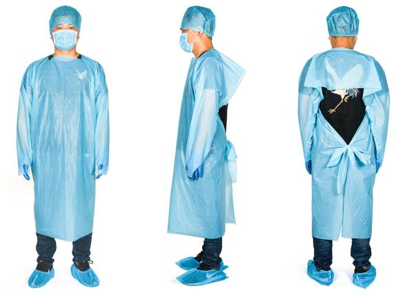 Smooth Medical Disposable Gowns / CPE Isolation Gown CPE Gown With Thumb Loop