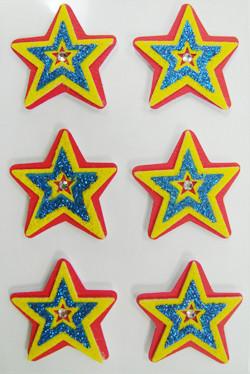 PET Fuzzy Small Star Stickers Custom Cartoon Decor For Wall 80mm X 120 Mm