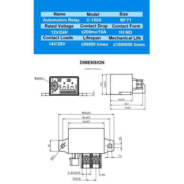 150A Camión pesado Relé automotriz 24V Relé de arranque de automóvil para precalentamiento del vehículo