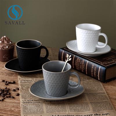 Dishwasher Oven Safe 8cm*8cm Porcelain Cups And Saucers 16*1.5cm
