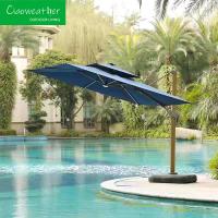 Parapluie étanche à l'eau à l'épreuve du vent Parapluie pour jardin avec cadre en teck et coussin en tissu en mousse résistant à l'eau