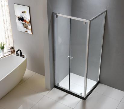 Square chrome silver aluminium shower enclosure 800*800 with two pivot doors and one fixed panel