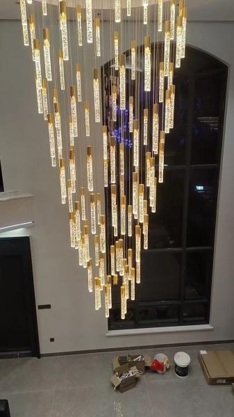 Escalier de couloir d'hôtel Crochet de cristal Pendant de la lumière du balcon du couloir