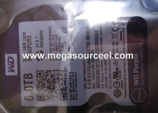 Western Digital Purple WD60PURX 6TB AV 3.5 SATA 6 Gbs 64MB Internal Hard Drive