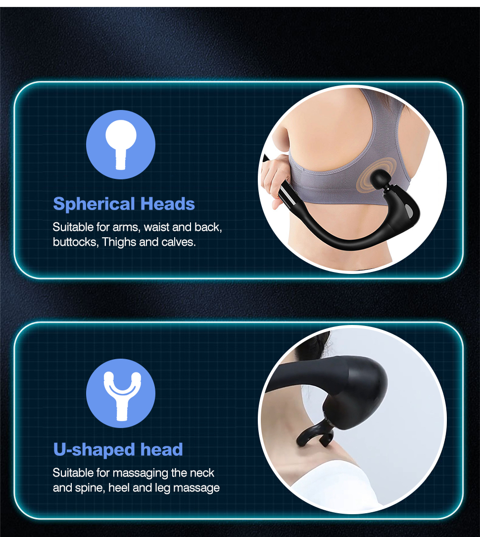 U-Shaped Deep Tissue Vibration Pistola De Masaje Muscle Electric Handheld Fascia Gun Muscle Cordless Body Muscle Massage Gun