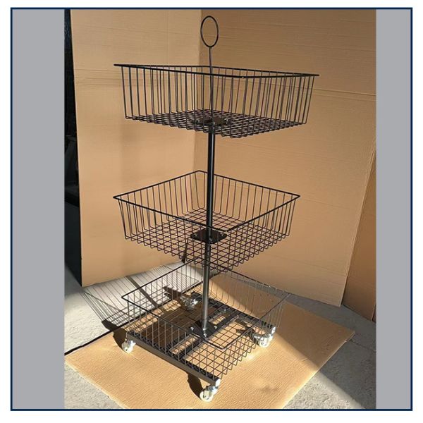 Popular Supermarket Wire Container Promotion Mesh Cage With Wheels