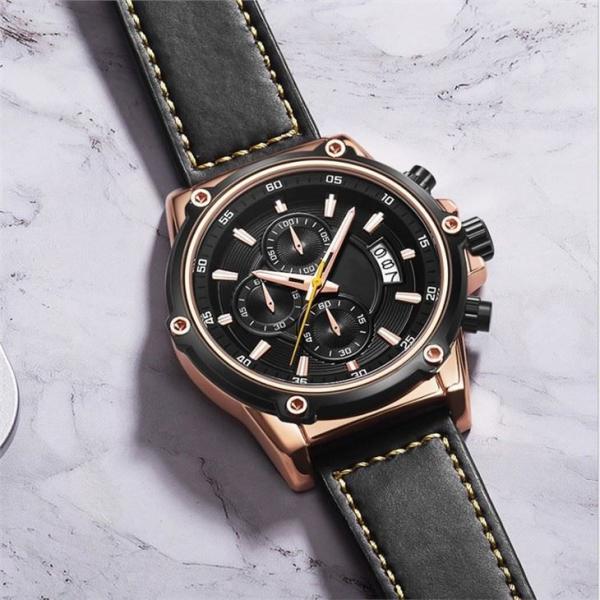 Business Calendar Quartz Sports Watch 38mm Surface 3ATM Waterproof