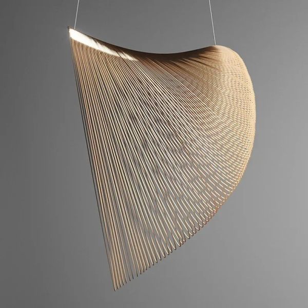 Modern Wood LED Light Pendant Lamp for Staircase Kitchen Restaurant Shop Chandelier(WH-AP-675)