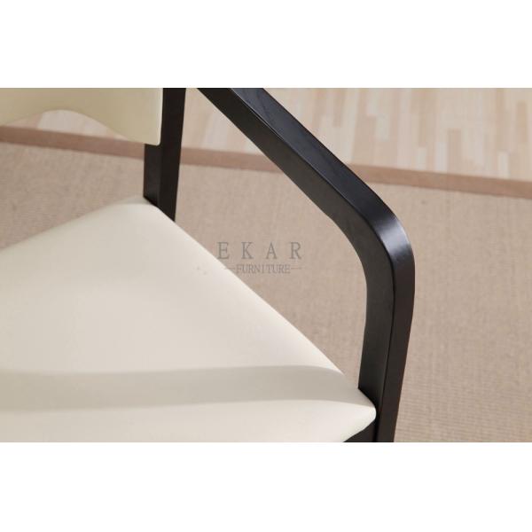Modern Wood Frame White Leather Dining Chair