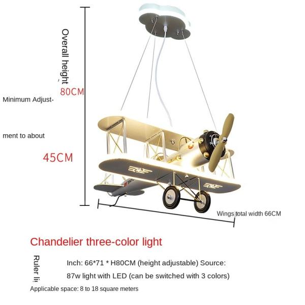 Creative Led Children's Aircraft Lamp Boy Bedroom Room Lamp Modern Personality Fashion Simple Cartoon Chandelier(WH-MA-1