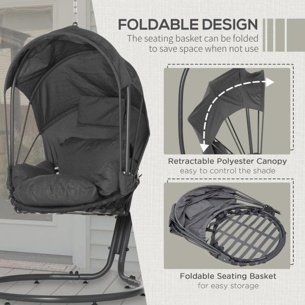 AJUNION Foldable Egg Chair and Stand The Perfect Combination for Outdoor Furniture