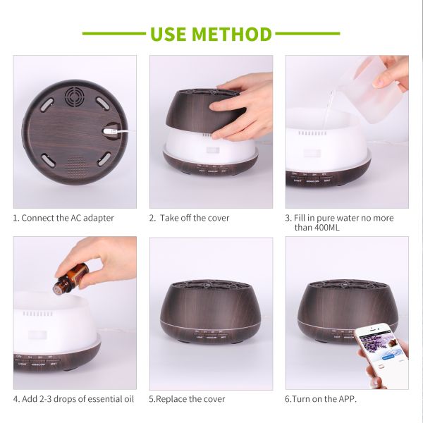 APP Control WIFI Smart 400ml Ultrasonic Electric Air Humidifier Aroma Diffuser Essential Oil Diffuser Support Alexa for Home Use