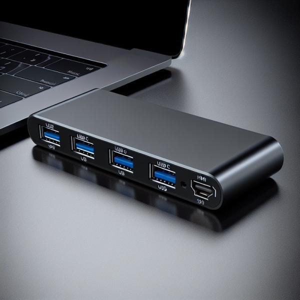 Hub USB C de 100W con 4 puertos USB 3.0 y HDMI para MacBook