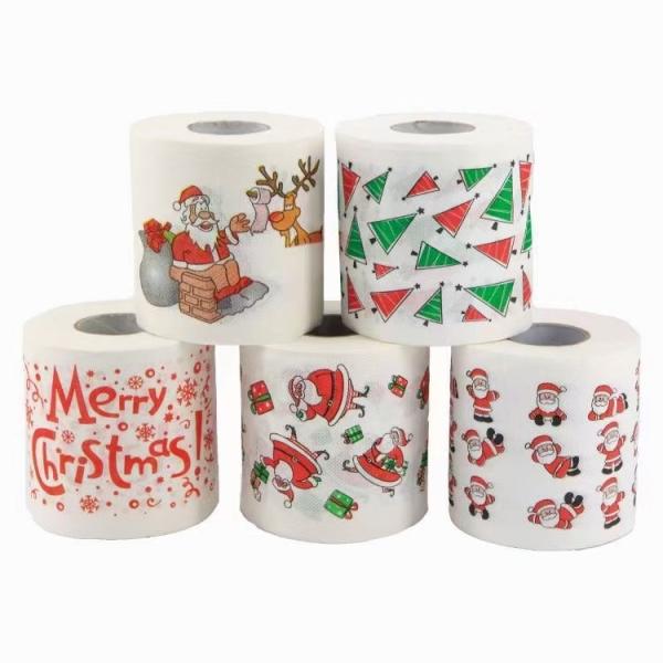 2-5 Ply festival celebration printed Toilet Tissue Paper 12-18gsm Grammage 50-500 Sheets Per Roll Eco-Friendly and Sustainable Choice