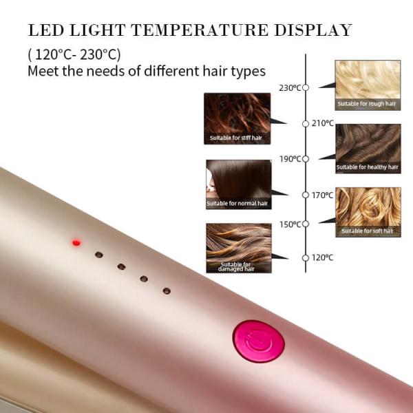 O Straightener do cabelo e o ferro de ondulação ajustaram o Straightener sem corda do cabelo do curso