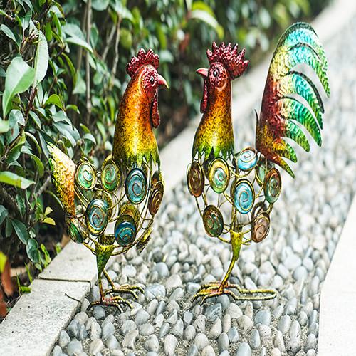Decoração dos ofícios dos ornamento dos galos do galo do jardim do metal para a estátua exterior do pátio