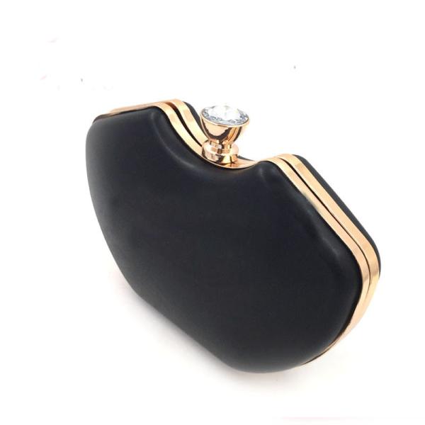New design gold color evening bag box metal frame with diamond lock 12*21 cm