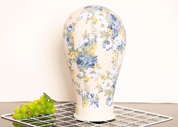 Strong Aging Resistance Pierceful Canvas Wig Head Blue Floral Color