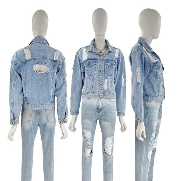 Год сбора винограда женщин логотипа изготовителя фабрики OEM изготовленный на заказ Stonewash куртка джинсовой ткани