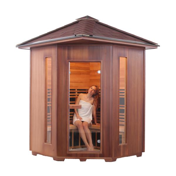 Hemlock Red Cedar Wooden 4 Person Outdoor Garden Sauna Infrared