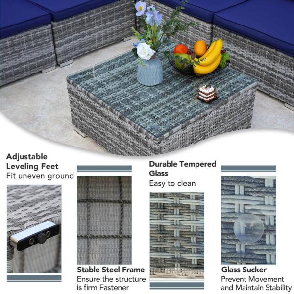 Modern Design PE Rattan Outdoor Furniture Set for Garden Wicker Weave Sectional Sofa Set