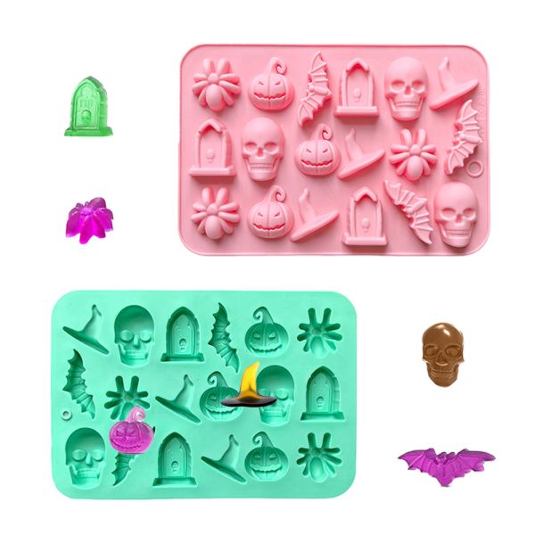 Disposable Eco-Friendly Silicone Halloween Chocolate Spider Skeleton Ice Tray Cake Tools Moulds Resin Mold Single Piece