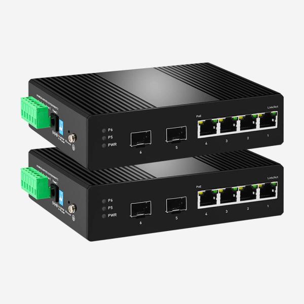 4 interruptor esperto fácil IEEE 802.3af IEEE 802.3at do gigabit industrial de SFP das portas ethernet 2