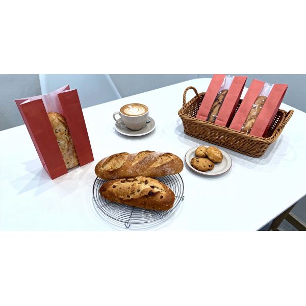 Customized Window SOS Kraft Paper Bag Stand Pouch With Tie Use For Baked Food