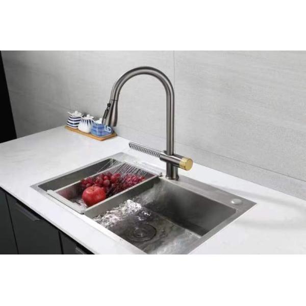 Modern Pull Down Stainless Steel Brushed Kitchen Sink Faucets with Ceramic Valve Core