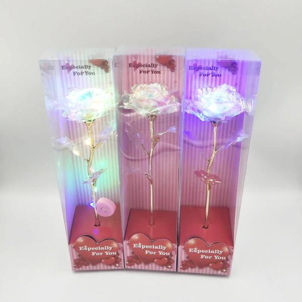 Galaxy Rose 24k Galaxy Rose with LED Light Artificial Galaxy Rose Flower for Valentine's Day Gift