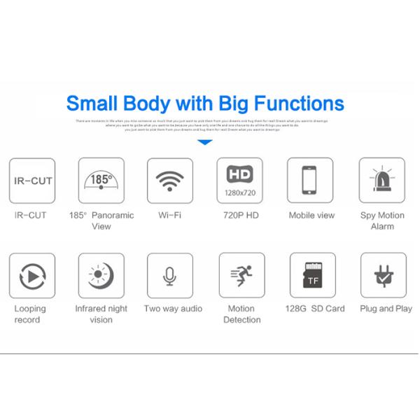 Wireless Wifi 180 Degree Panoramic IP Camera 1MP / 2MP For Video Surveillance