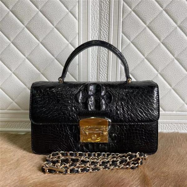 Authentic Real Alligator Leather Women Flap Purse Female Small Handbag Genuine Crocodile Skin Lady Chain Shoulder Bag