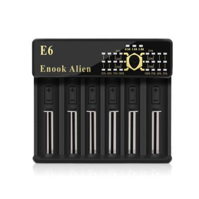 6 Slot Smart 18650 Carregador de bateria Li-ion com indicador de corrente LED