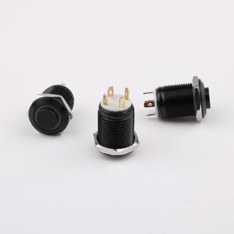 12V/24V/220V Waterproof Momentary 1NO Push Button 12mm Aluminium Alloy Oxidation IP65 3A Max. Current 250V Electronic LED Ring