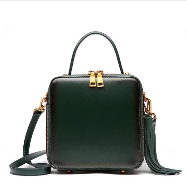 Real Leather Women Bags Cowhide Case Bag with Tassel Fashion Tote Bags