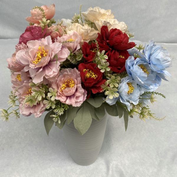 New 6-head Popo Peony Simulated Bouquet Wedding Roadguide Set Fake Flowers Home Photography Props Hand Industrial silk flower