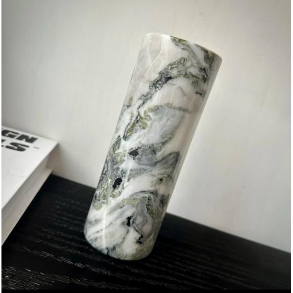 Cold Emerald Jade Stone Flower Vase Green Modern For Home Decoration