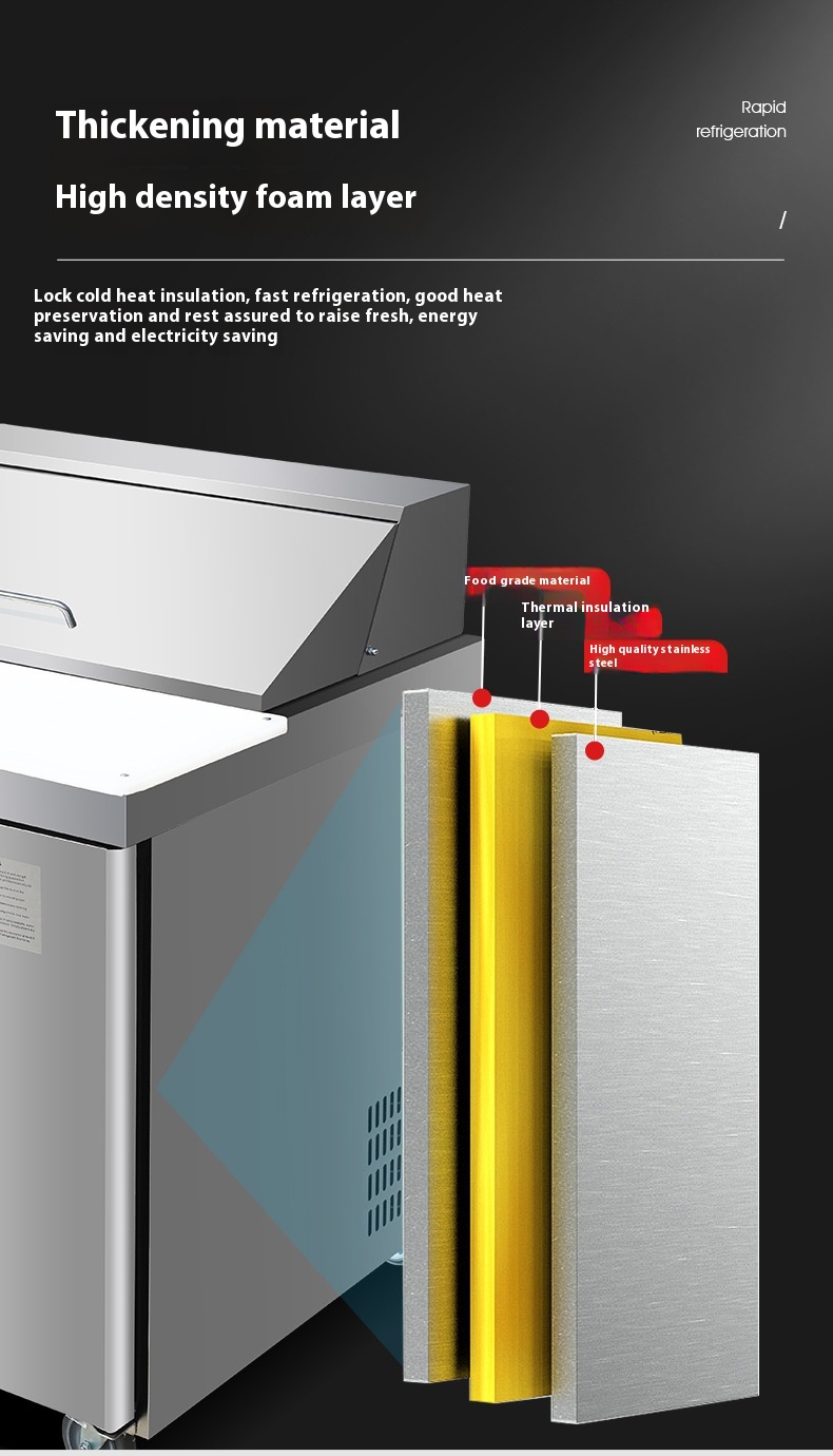 Stainless Steel 201 Pizza Prep Refrigerator with Automatic Defrost and Adjustable Thermostat