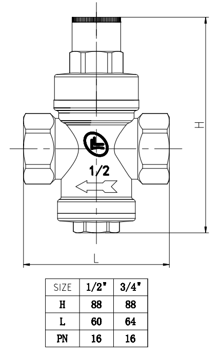 Давление PN16 уменьшая 3/4