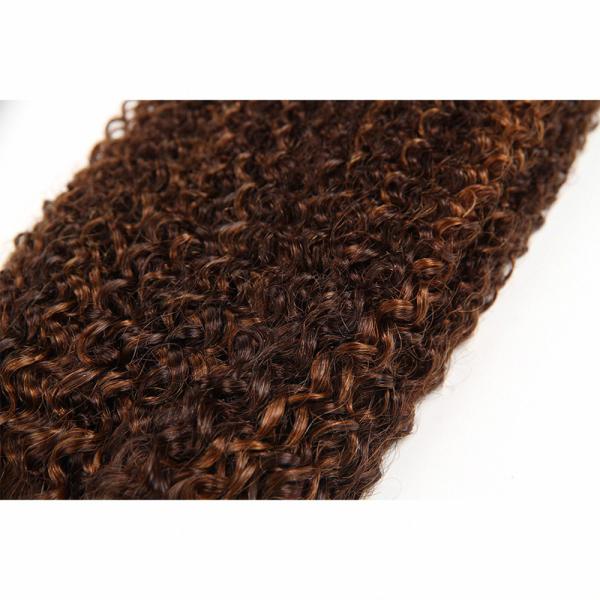 Pre-Colored Mixed Brown Human Hair Brazilian Hair Weave Afro Kinky Wave  Hair Extensions P4/30