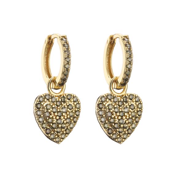 Rhinestone gold heart drop earrings