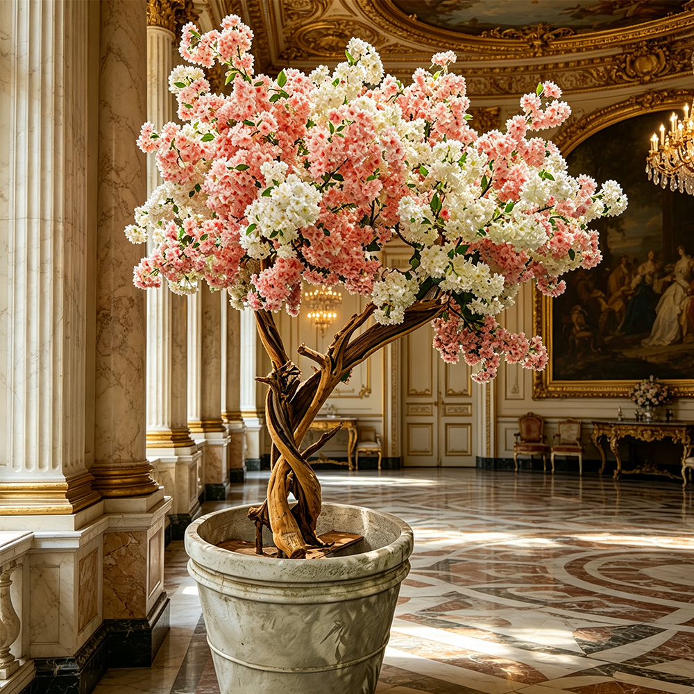 Artificial Cherry Blossom Tree Real Wood Trunk Silk Sakura Flower Tree for Wedding Decoration Indoor Outdoor