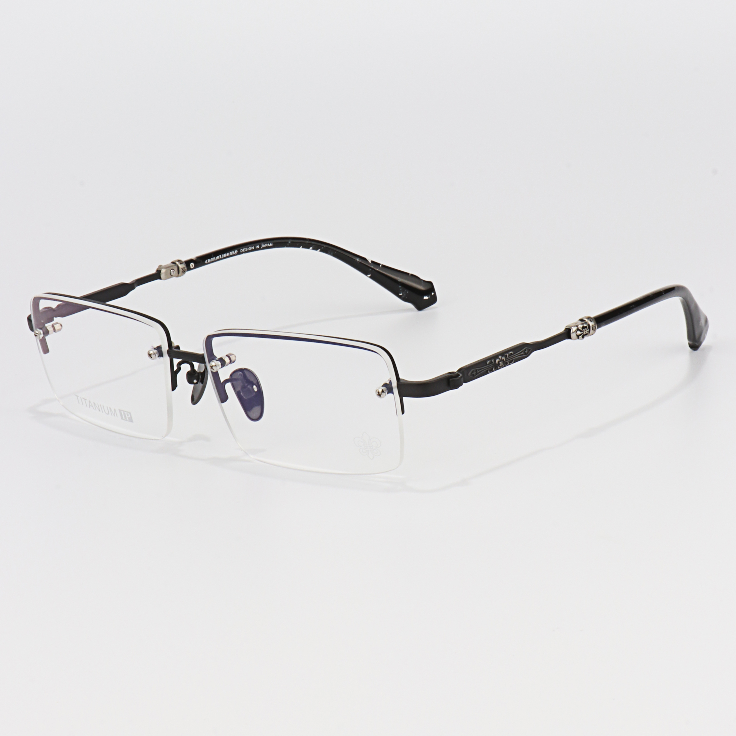 New Read Half Frame Square Black Silver Color Optical Prescription Luxury Brand Fashion Light Custom logo Glasses Eyewear Frames