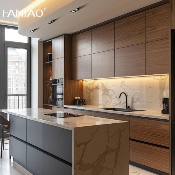 Кухонный шкаф на заказ Вилла Современный Серой Промышленный дизайн Кухонный шкаф с островом