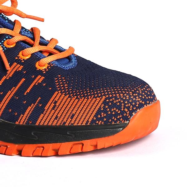 Travaux de construction chaussures de sécurité en tricot à la mouche avec semelle extérieure en caoutchouc, orteils en acier et plaques en acier