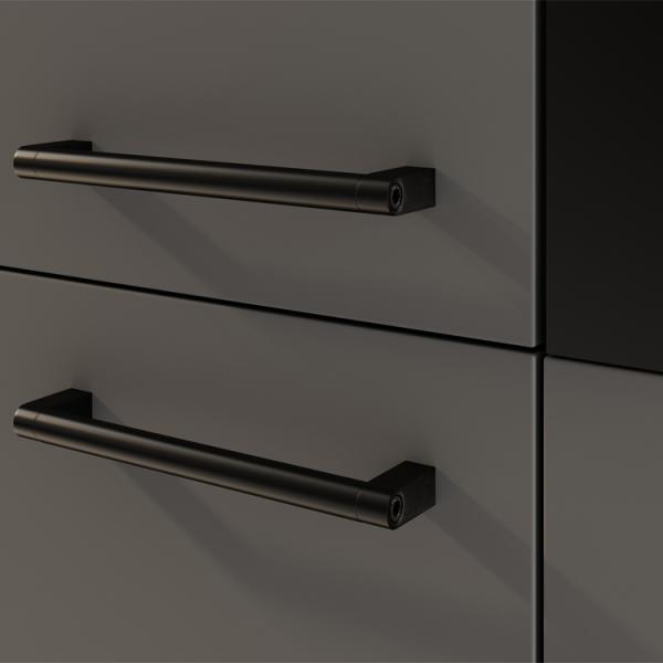 Black Built In Laminate PVC Kitchen Cabinets