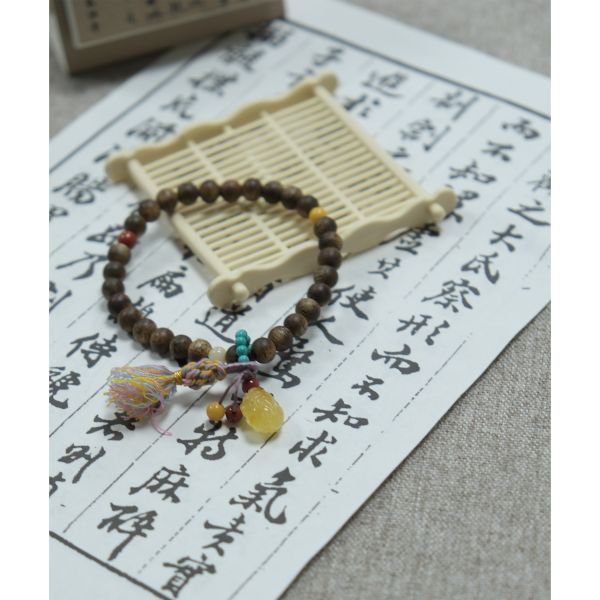 Turquoise Agate Agarwood Original Round Bead Bracelet